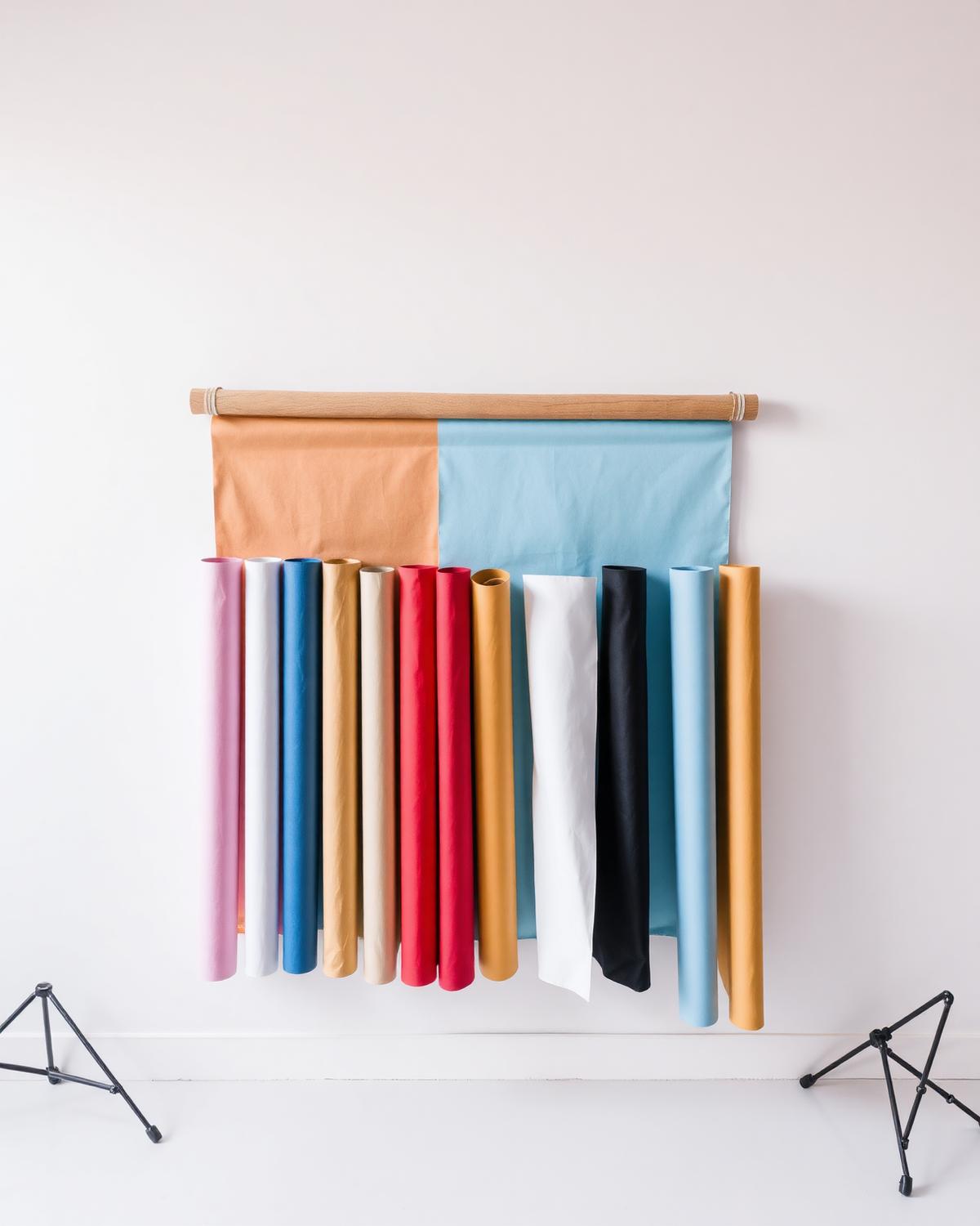 Rolls of coloured paper backdrops
