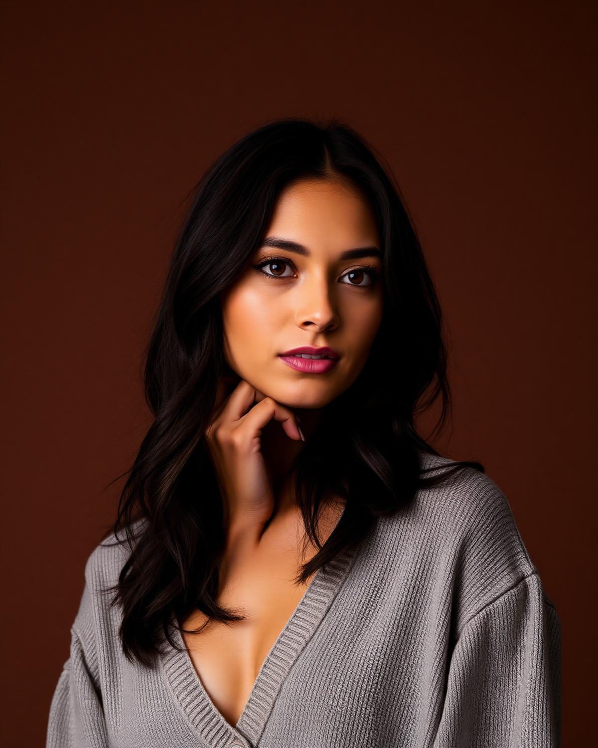 Portrait on a brown backdrop